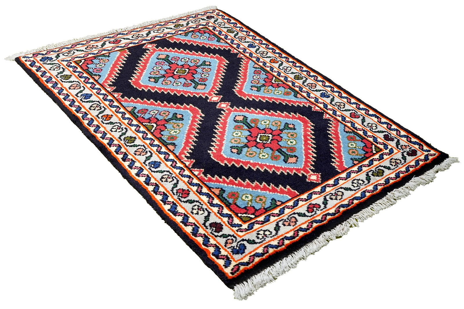 Hamadan — Hand-knotted, 63x96 cm, Blue, 100% Virgin Wool | View 4
