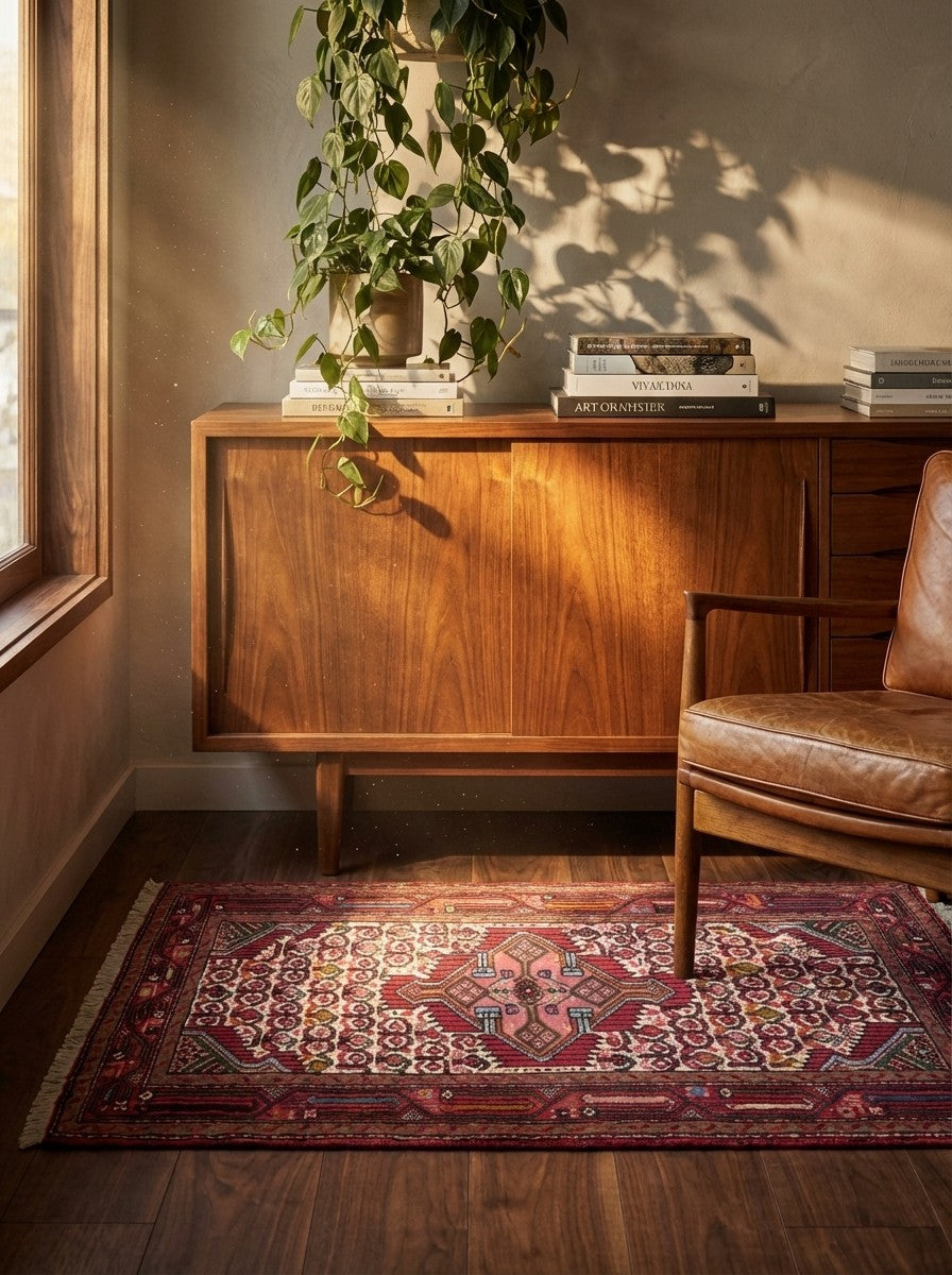 Assadabad — Hand-knotted, 80x116 cm, Beige, 100% Virgin Wool | Back view