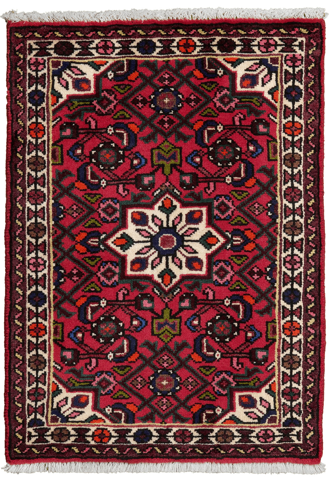 Hosseinabad — Hand-knotted, 64x90 cm, Red, 100% Virgin Wool | Main view