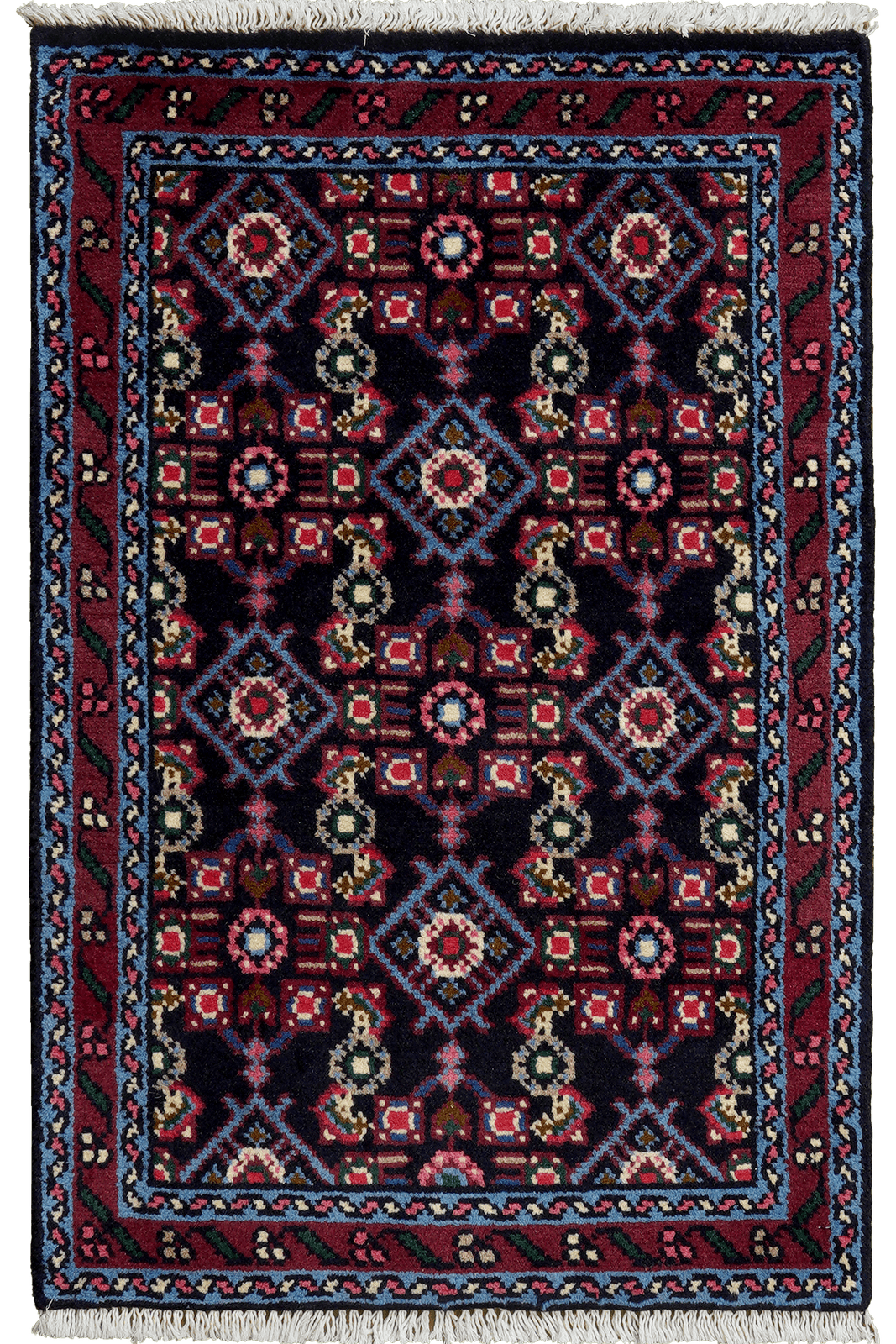 Hamadan — Hand-knotted, 58x89 cm, Blue, 100% Virgin Wool | Main view