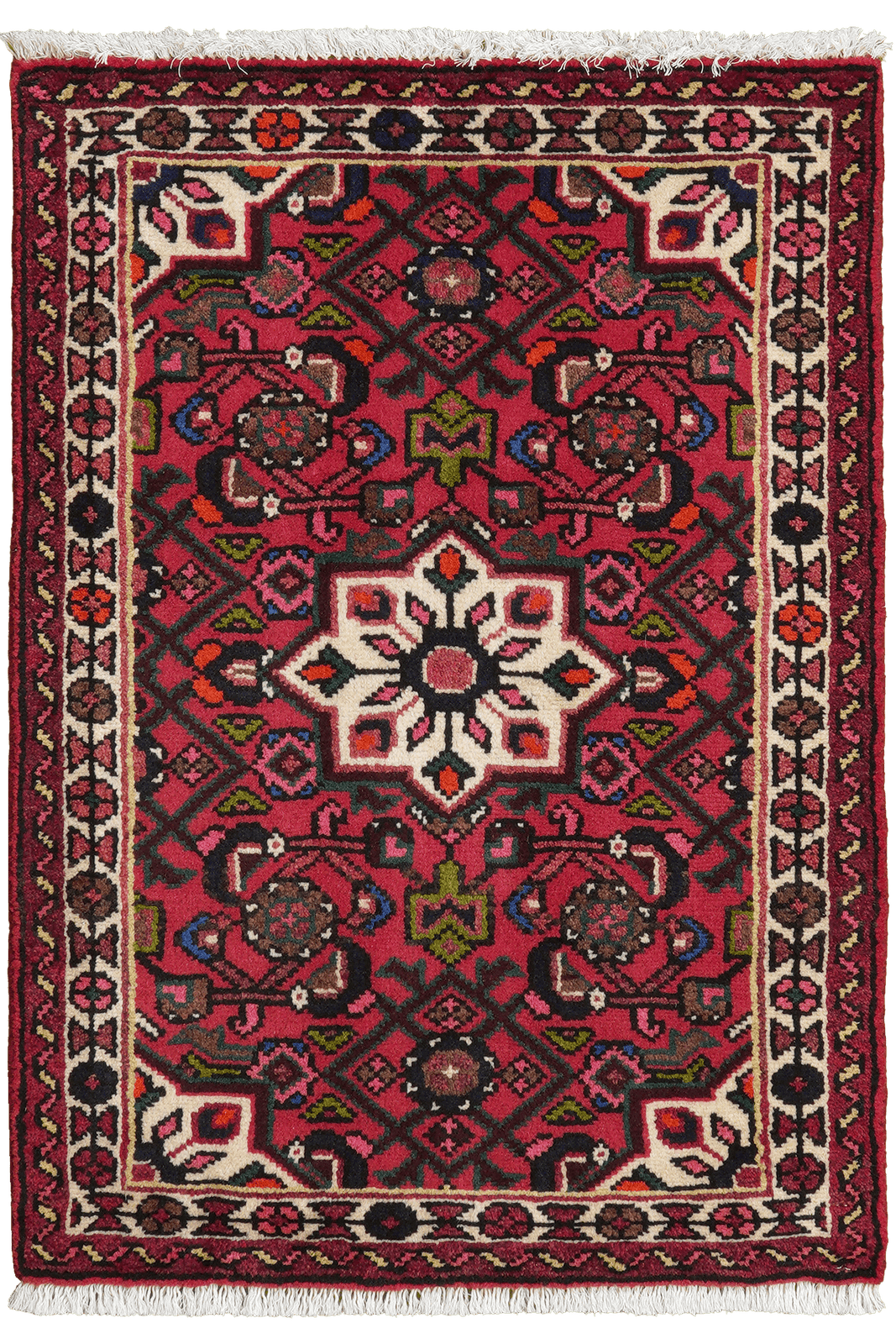 Hosseinabad — Hand-knotted, 64x90 cm, Red, 100% Virgin Wool | Main view