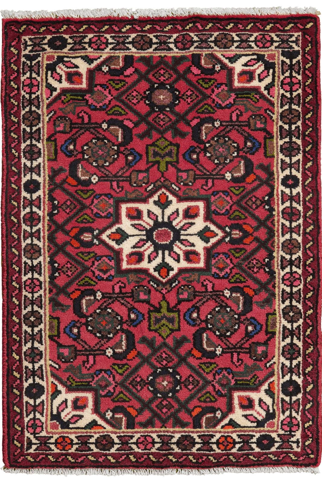 Hosseinabad — Hand-knotted, 64x94 cm, Red, 100% Virgin Wool | Main view
