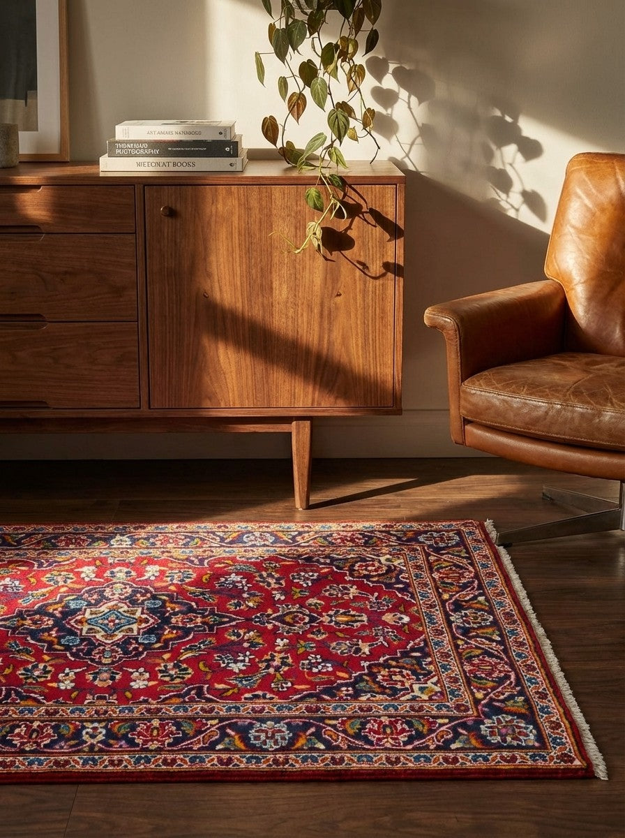Ardakan — Hand-knotted, 102x150 cm, Red, 100% Virgin Wool | Back view