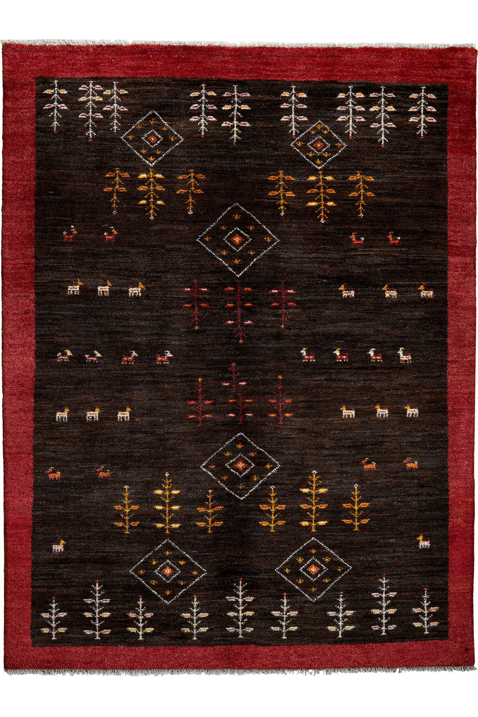 Gabbeh Sonnat — Handgefertigt, 199x151 cm, Rot, 100% Virgin Wool | Main view