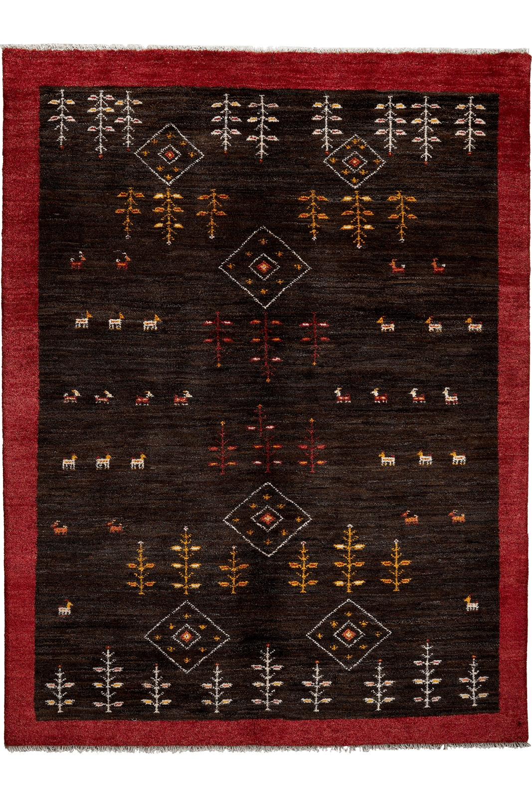Gabbeh Sonnat — Hand-knotted, 151x199 cm, Black, 100% Virgin Wool | Main view