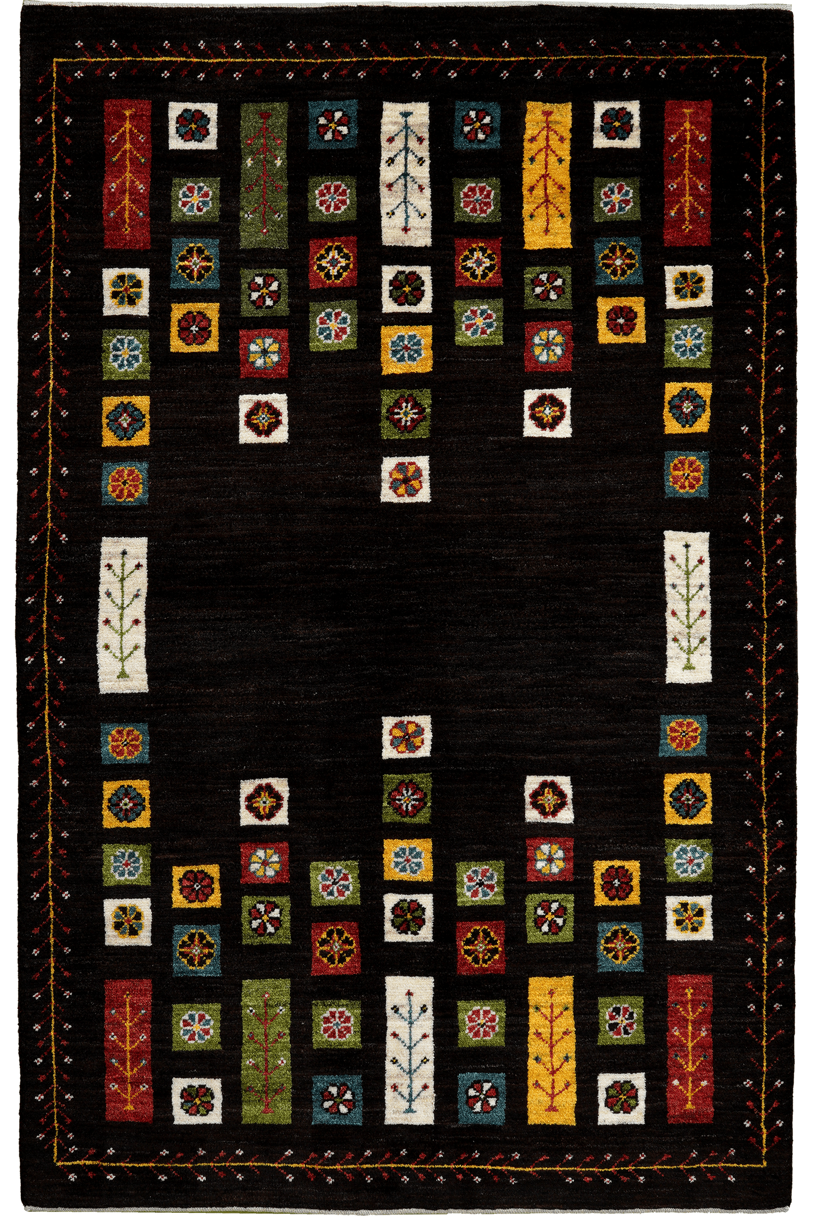 Rizbaf — Hand-knotted, 119x184 cm, Black, 100% Virgin Wool | Main view