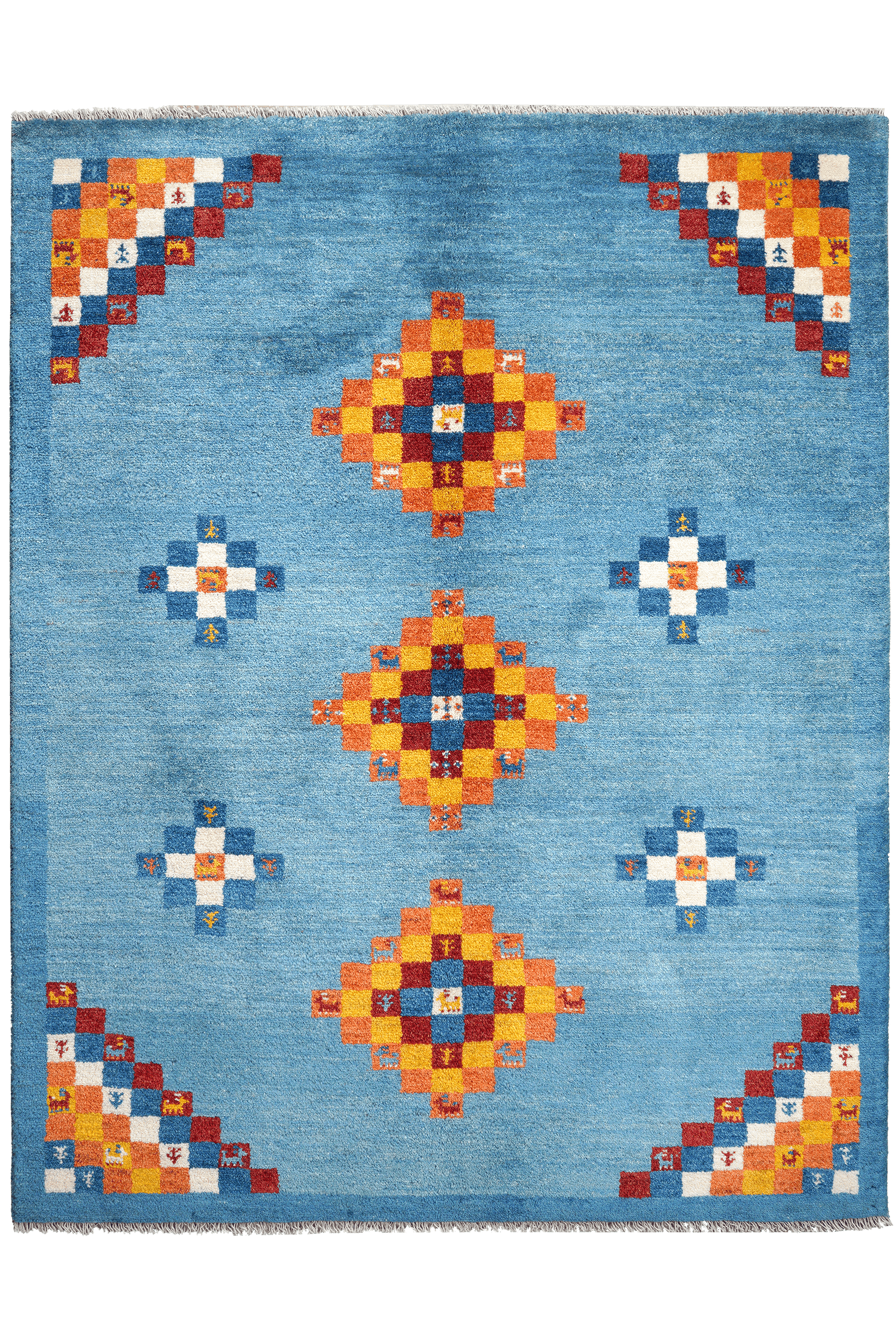 Gabbeh Sonnat — Hand-knotted, 153x194 cm, Blue, 100% Virgin Wool | Main view