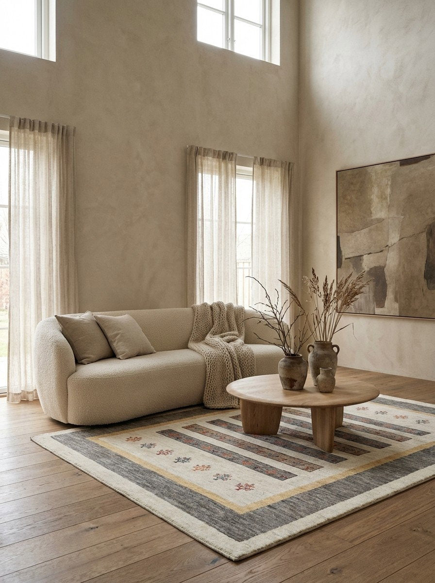 Gabbeh Sonnat — Handgefertigt, 203x152 cm, Braun, 100% Virgin Wool | Detail view