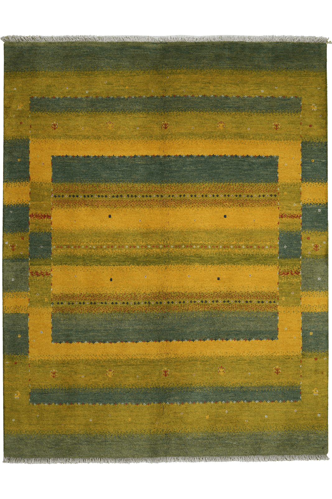 Rizbaf — Hand-knotted, 155x199 cm, Green, 100% Virgin Wool | Main view