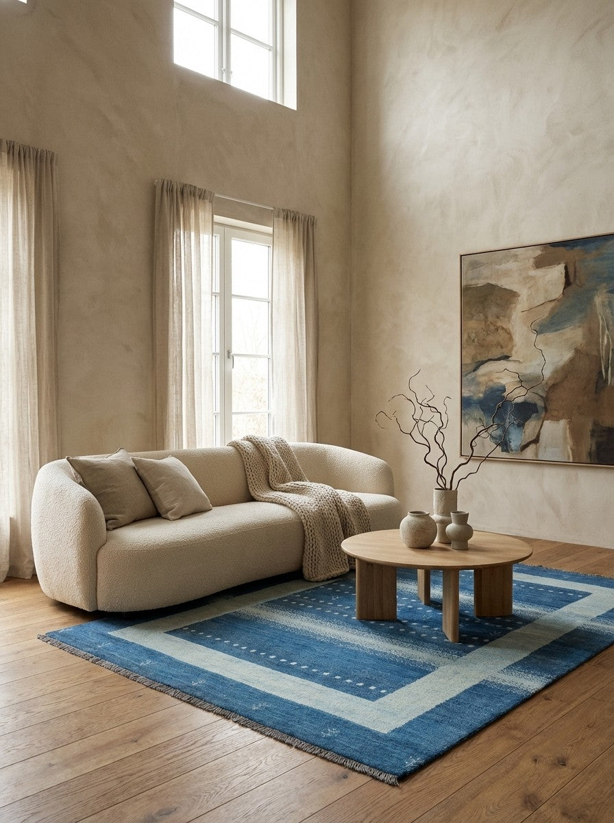 Gabbeh Sonnat — Hand-knotted, 153x200 cm, Blue, 100% Virgin Wool | Detail view