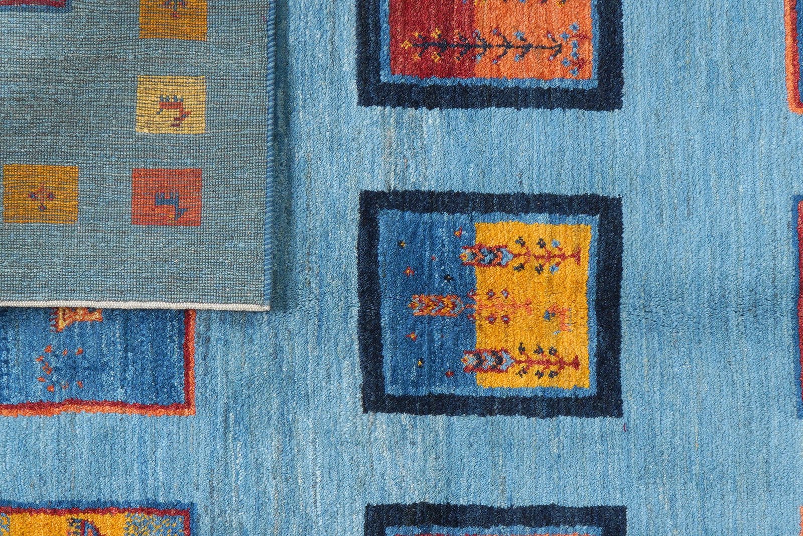 Rizbaf — Hand-knotted, 150x204 cm, Blue, 100% Virgin Wool | View 7