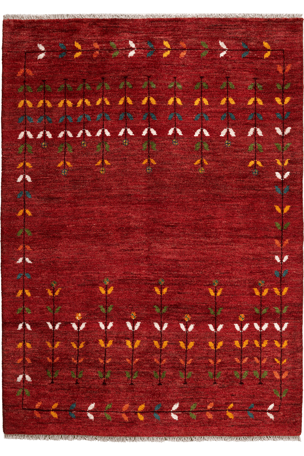 Rizbaf — Hand-knotted, 125x175 cm, Red, 100% Virgin Wool | Main view