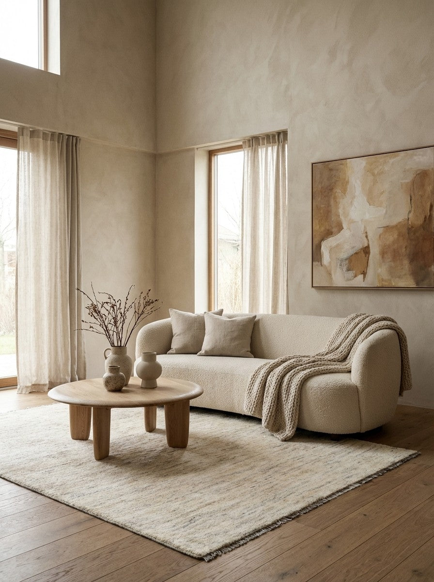Gabbeh — Hand-knotted, 144x182 cm, Beige, 100% Virgin Wool | Detail view