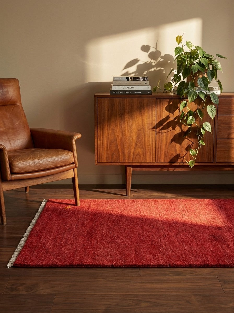 Gabbeh — Hand-knotted, 97x153 cm, Red, 100% Virgin Wool | Back view