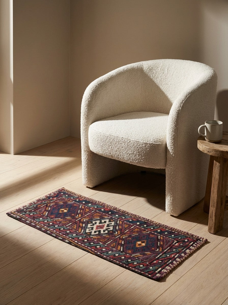 Kelim Belutch — Handmade, 48x20 cm, Multicolor, 100% Virgin Wool | Detail view
