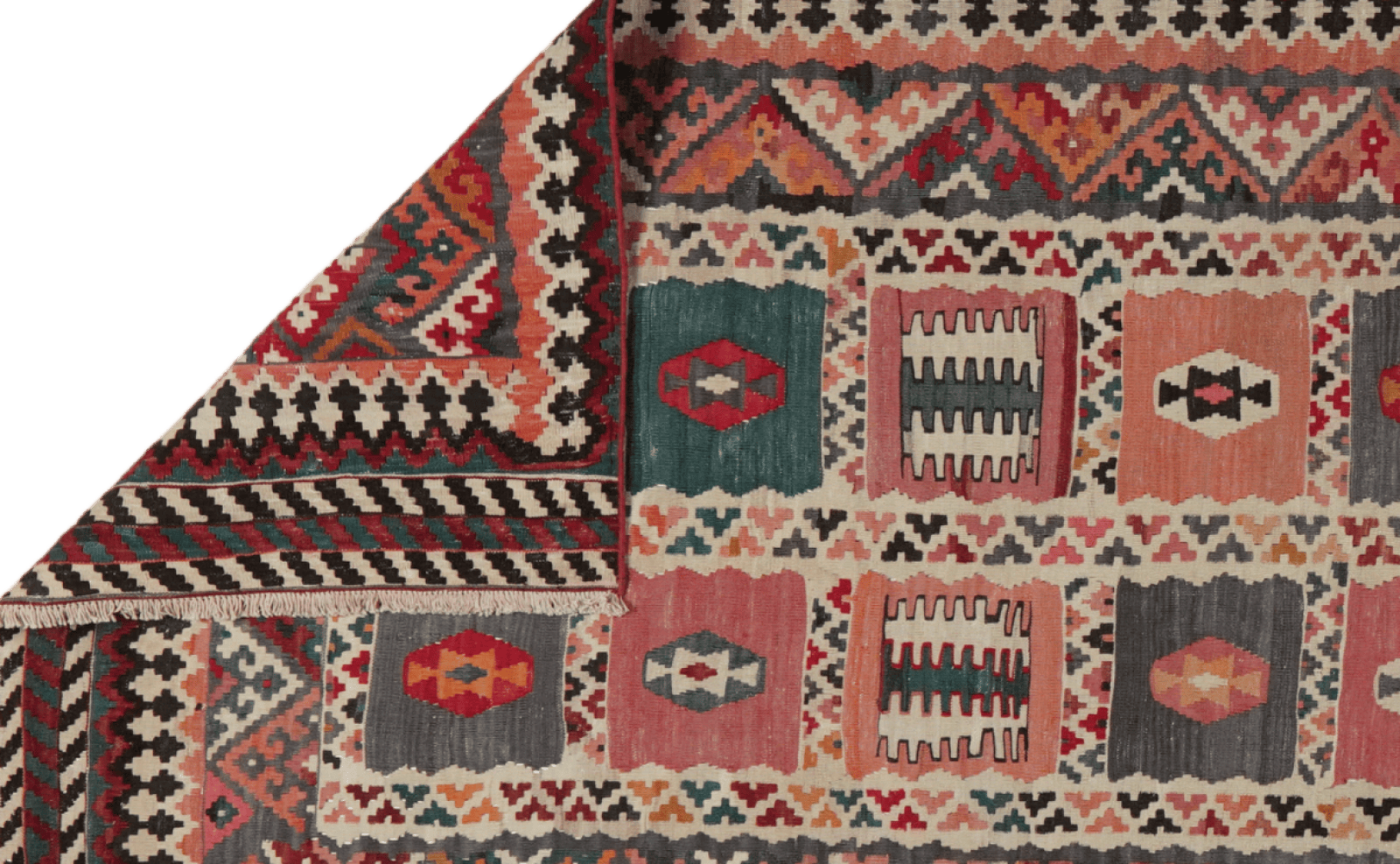 Kelim Gashgai Old — Handmade, 128x477 cm, Multicolor, 100% Virgin Wool | View 5
