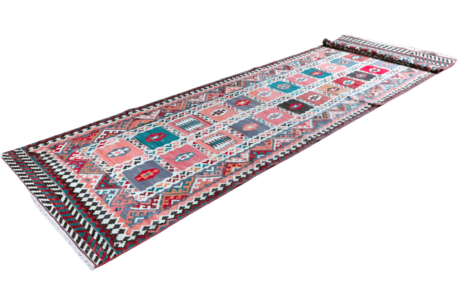 Kelim Gashgai Old — Handmade, 128x477 cm, Multicolor, 100% Virgin Wool | View 6