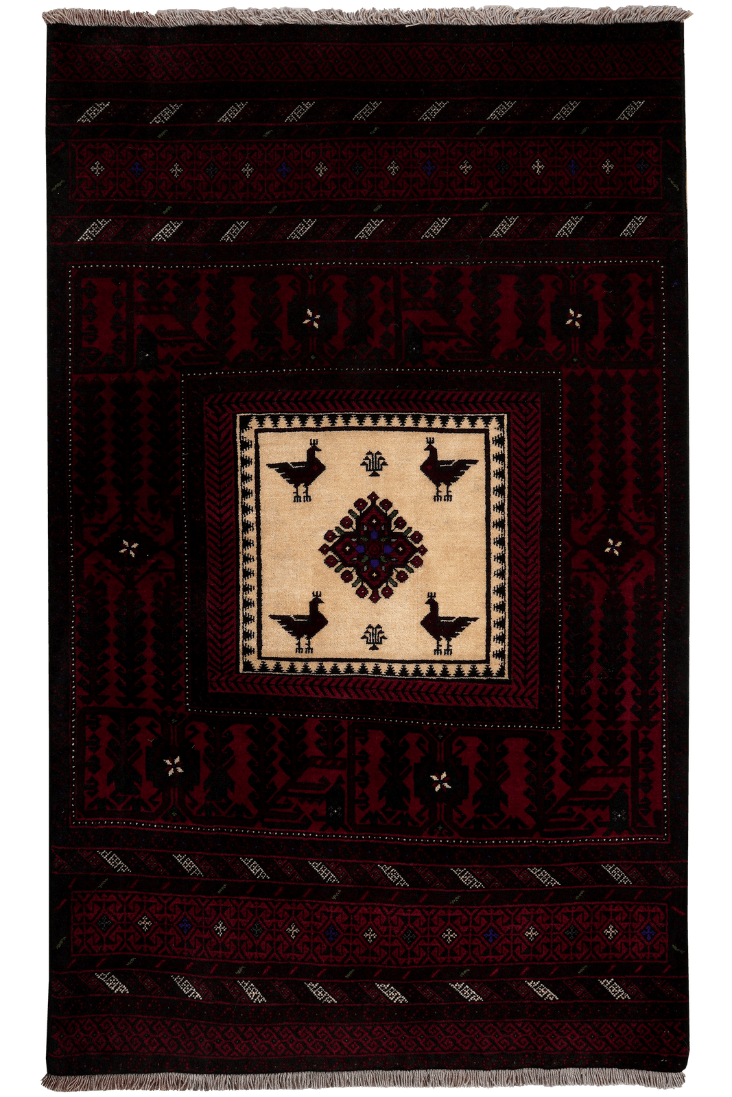Belutch — Hand-knotted, 100x166 cm, Red, 100% Virgin Wool | Main view