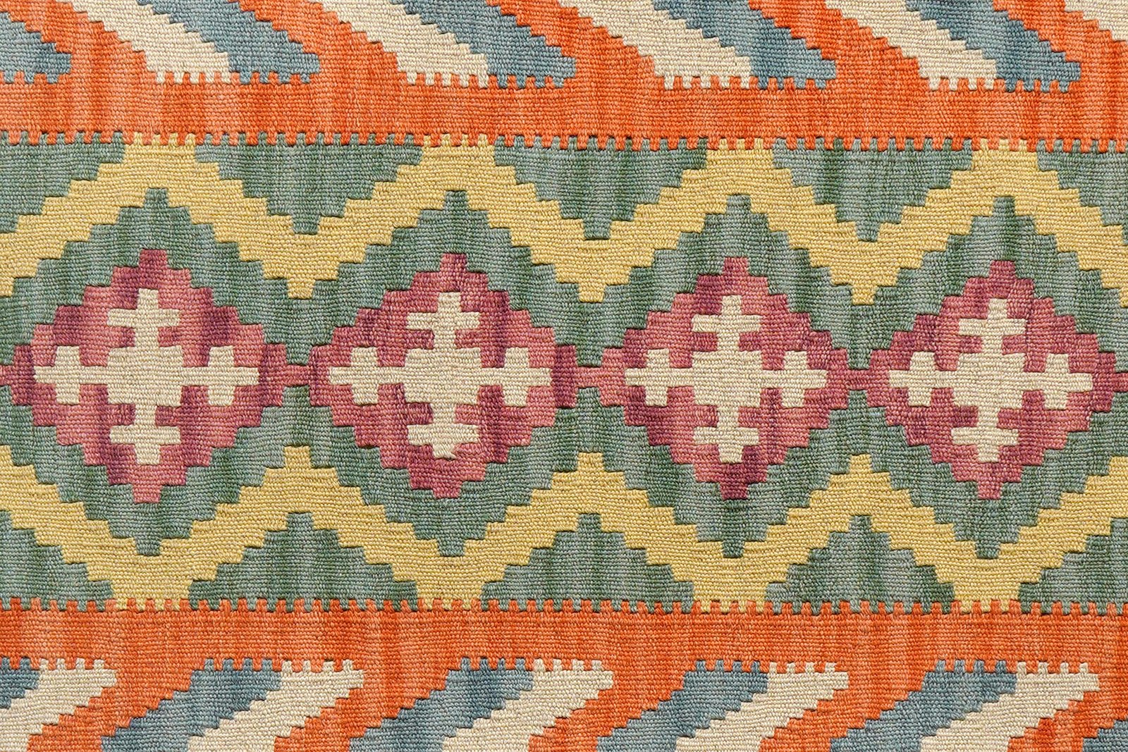 Kelim Gashgai — Handmade, 86x197 cm, Green, 100% Virgin Wool | View 5