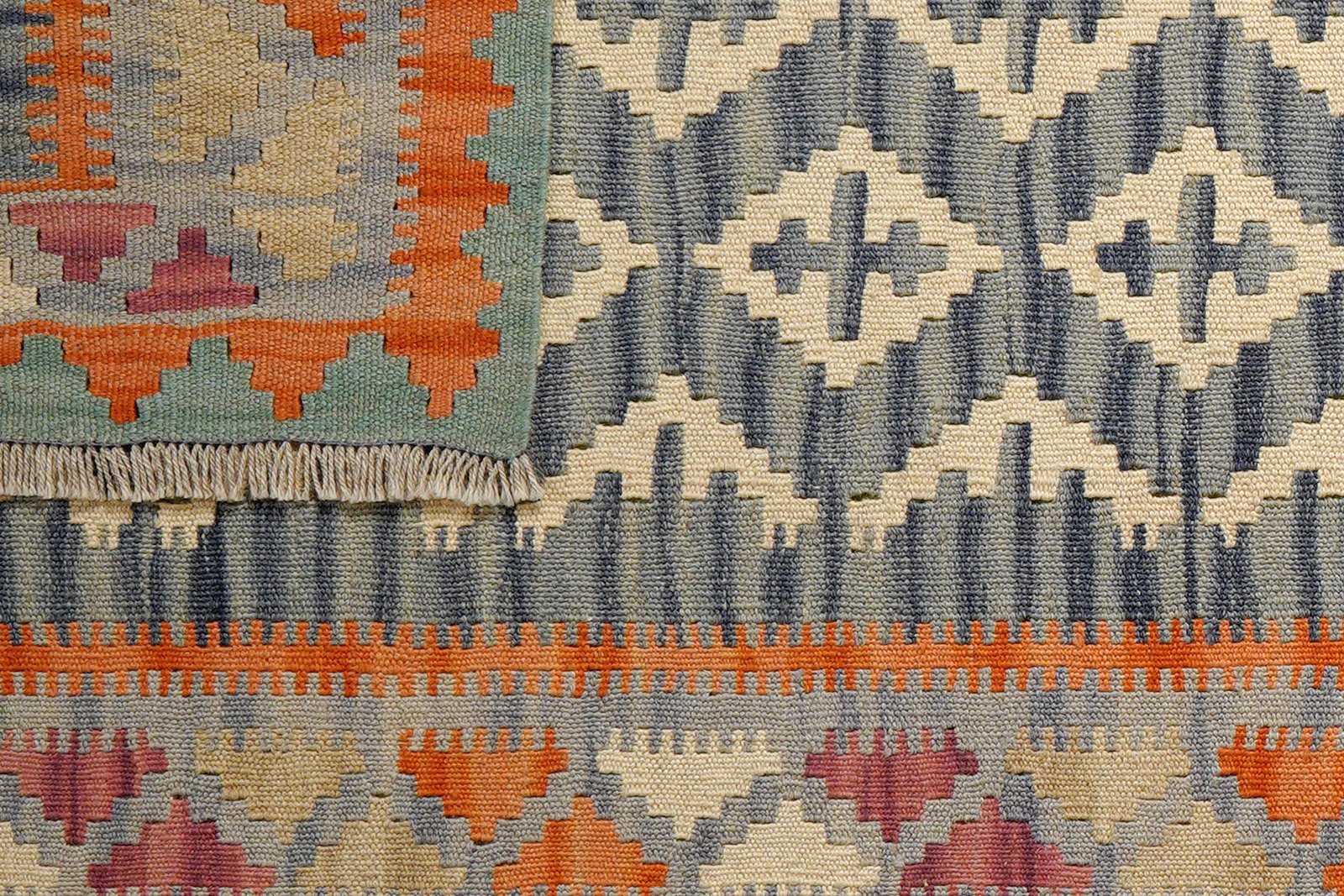 Kelim Gashgai — Handmade, 86x205 cm, Blue, 100% Virgin Wool | View 6