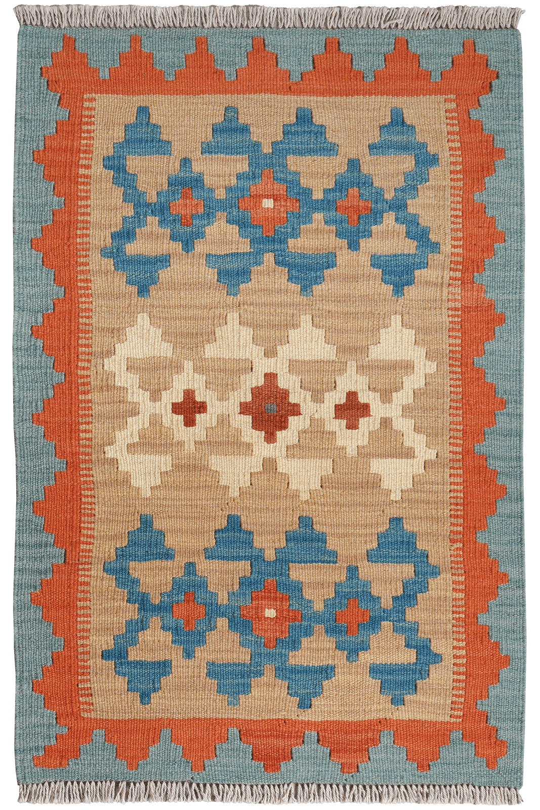 Kelim Gashgai — Handmade, 62x92 cm, Beige, 100% Virgin Wool | Main view