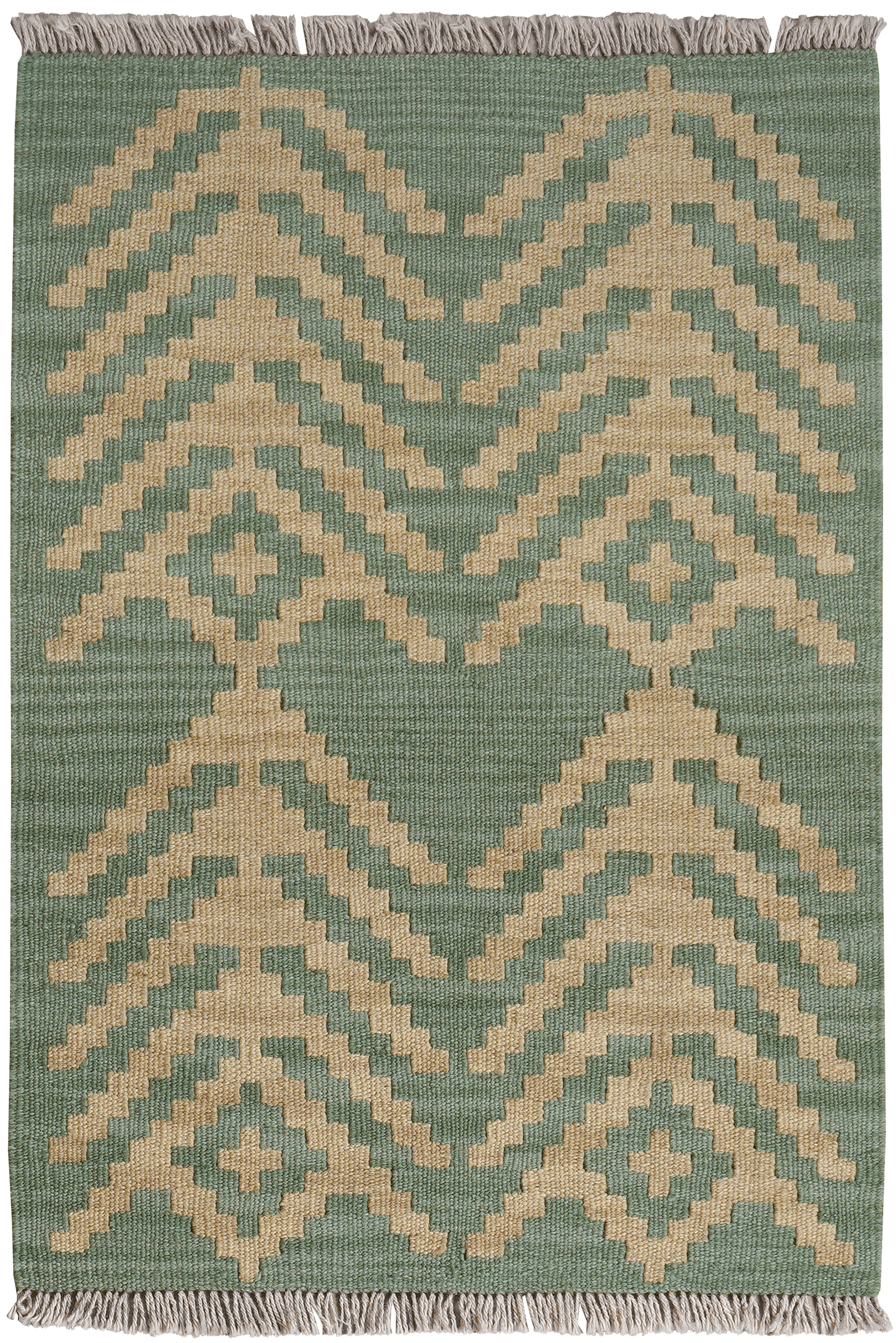 Kelim Gashgai — Handmade, 61x88 cm, Green, 100% Virgin Wool | Main view