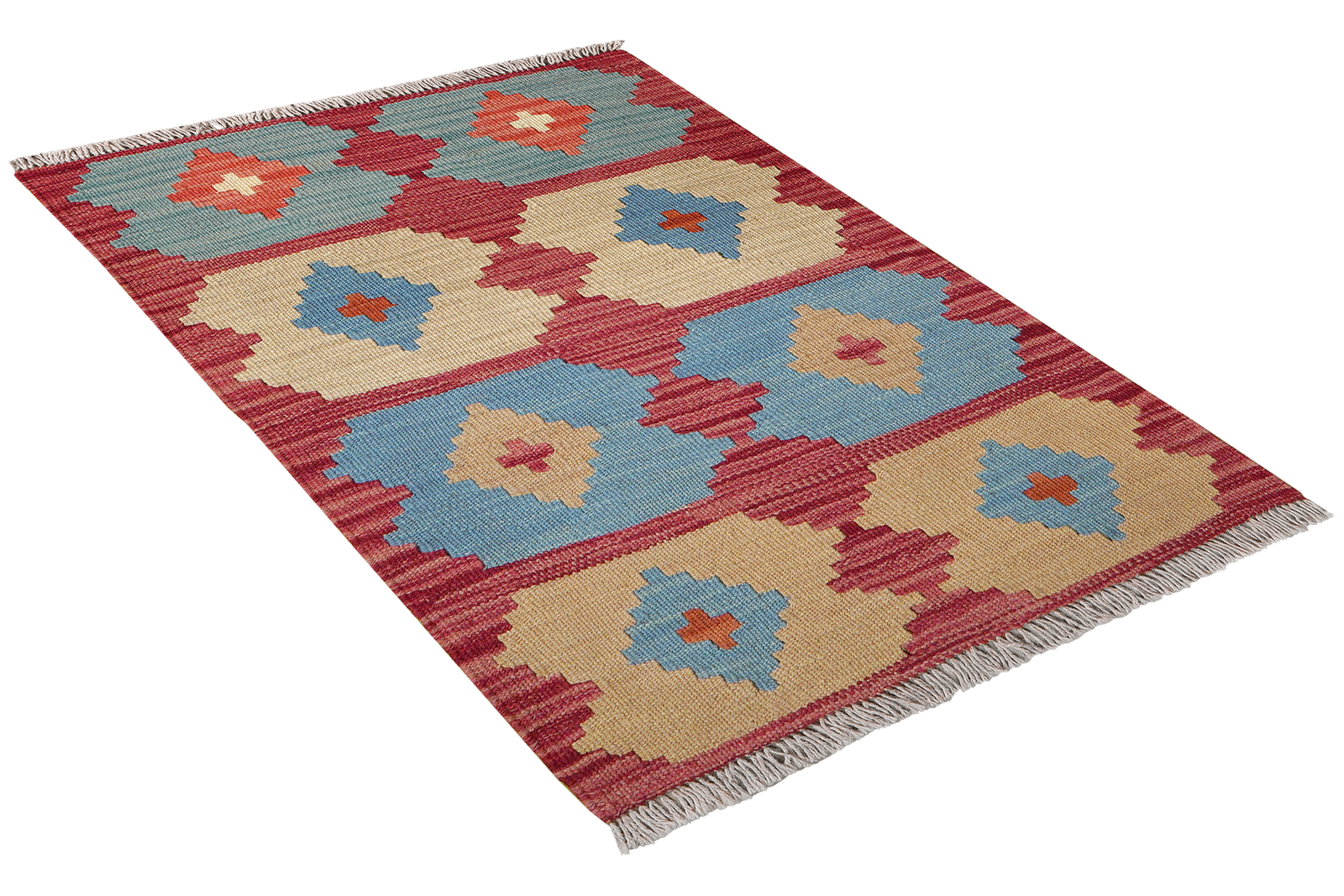 Kelim Gashgai — Handgefertigt, 90x63 cm, Rot, 100% Virgin Wool | View 5