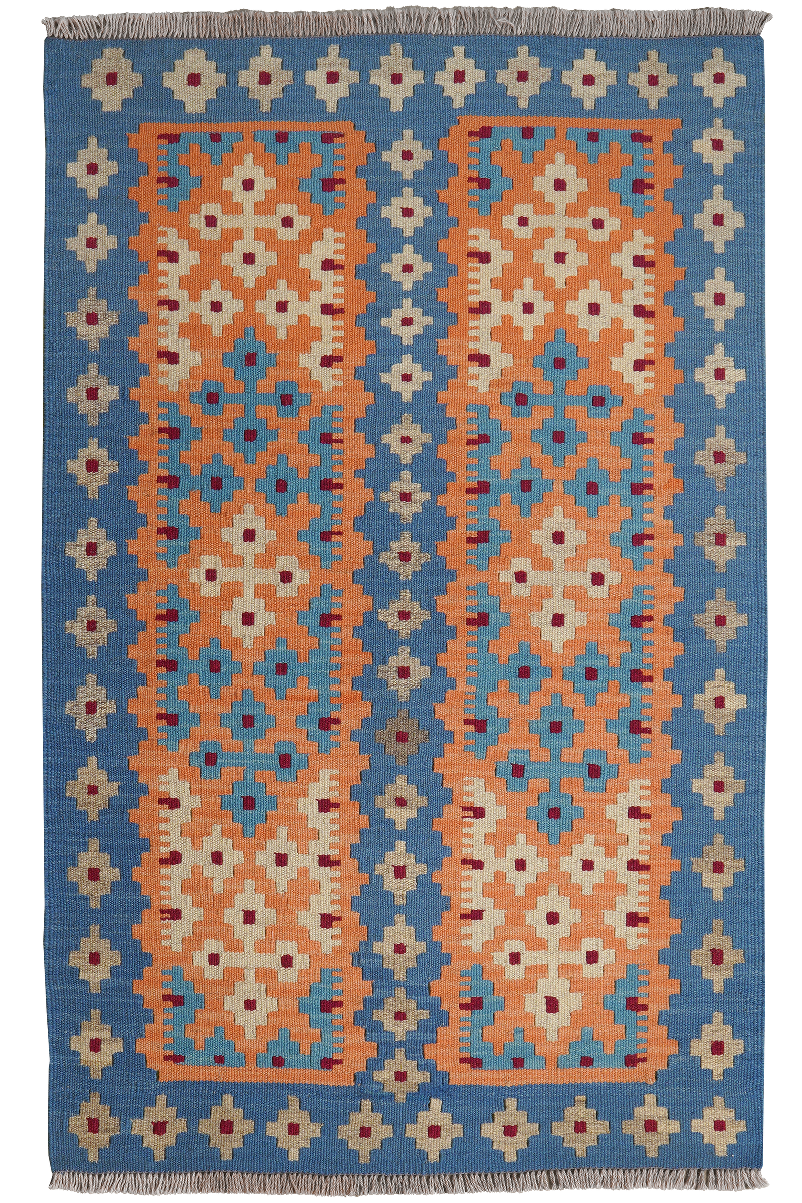 Kelim Gashgai — Handgefertigt, 134x84 cm, Blau, 100% Virgin Wool | Main view