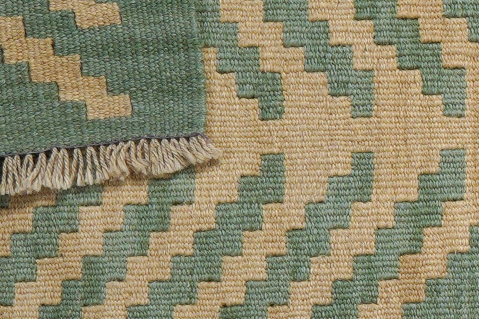 Kelim Gashgai — Handmade, 57x190 cm, Green, 100% Virgin Wool | View 6