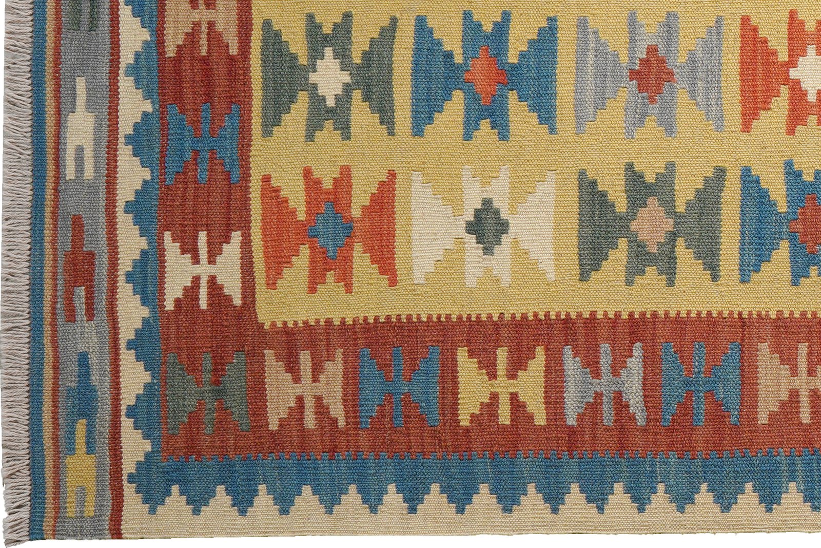 Kelim Gashgai — Handmade, 89x202 cm, Yellow, 100% Virgin Wool | View 3