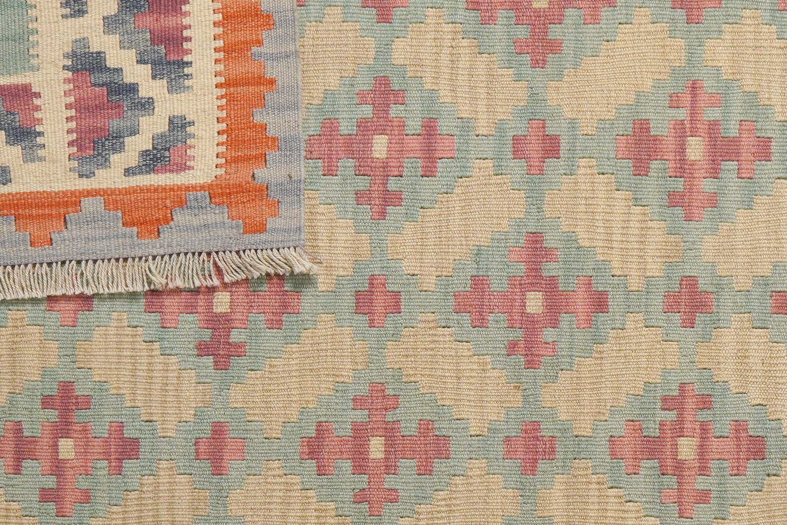 Kelim Gashgai — Handmade, 127x169 cm, Green, 100% Virgin Wool | View 6