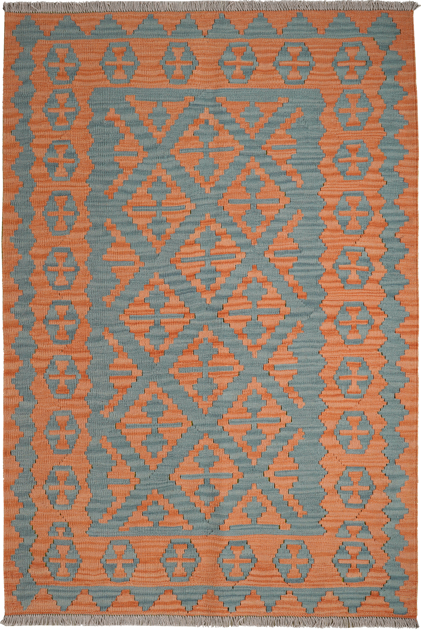 Kelim Gashgai — Handgefertigt, 183x123 cm, Orange, 100% Virgin Wool | Main view