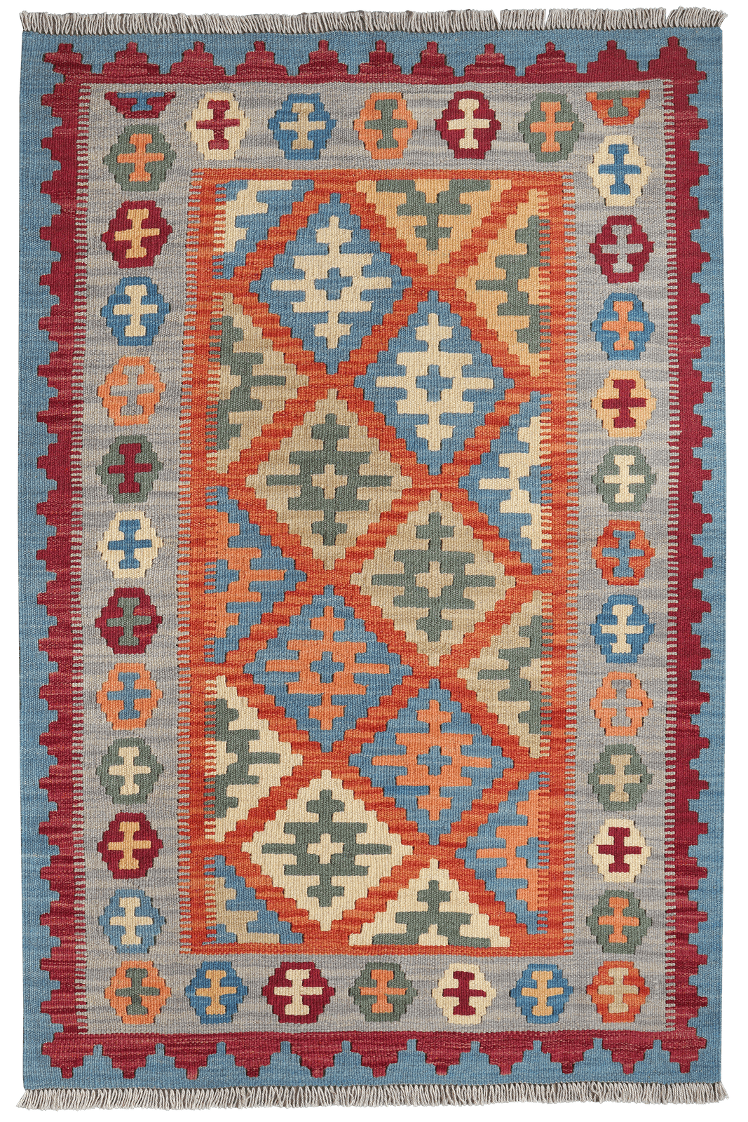 Kelim Gashgai — Handmade, 101x152 cm, Red, 100% Virgin Wool | Main view