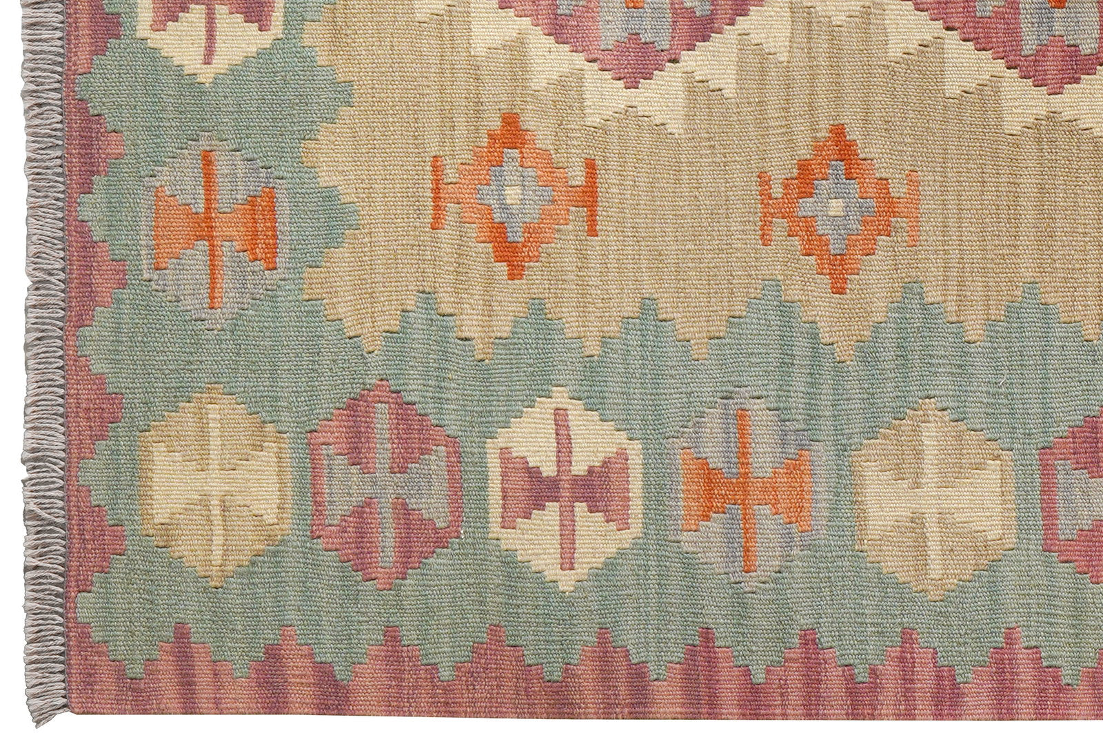 Kelim Gashgai — Handgefertigt, 150x103 cm, Grün, 100% Virgin Wool | View 4