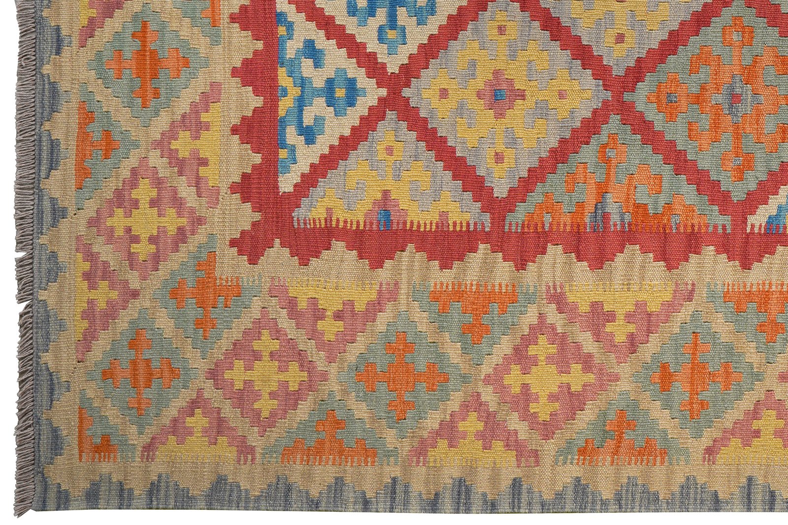 Kelim Gashgai — Handmade, 175x245 cm, Red, 100% Virgin Wool | View 3