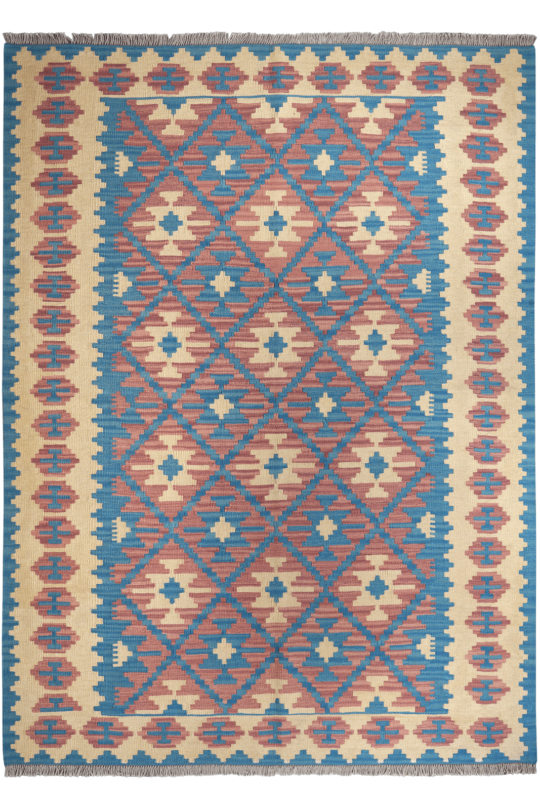 Kelim Gashgai — Handmade, 172x235 cm, Blue, 100% Virgin Wool | Main view