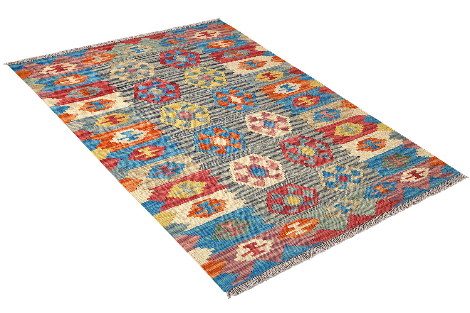 Kelim Gashgai — Handmade, 100x146 cm, Grey, 100% Virgin Wool | View 4