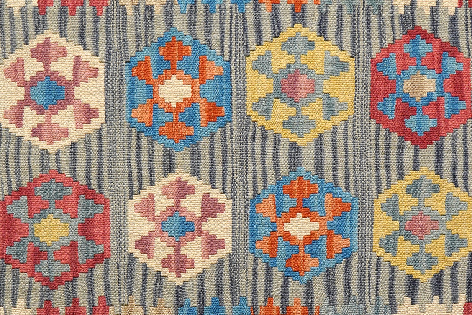 Kelim Gashgai — Handmade, 100x146 cm, Grey, 100% Virgin Wool | View 5