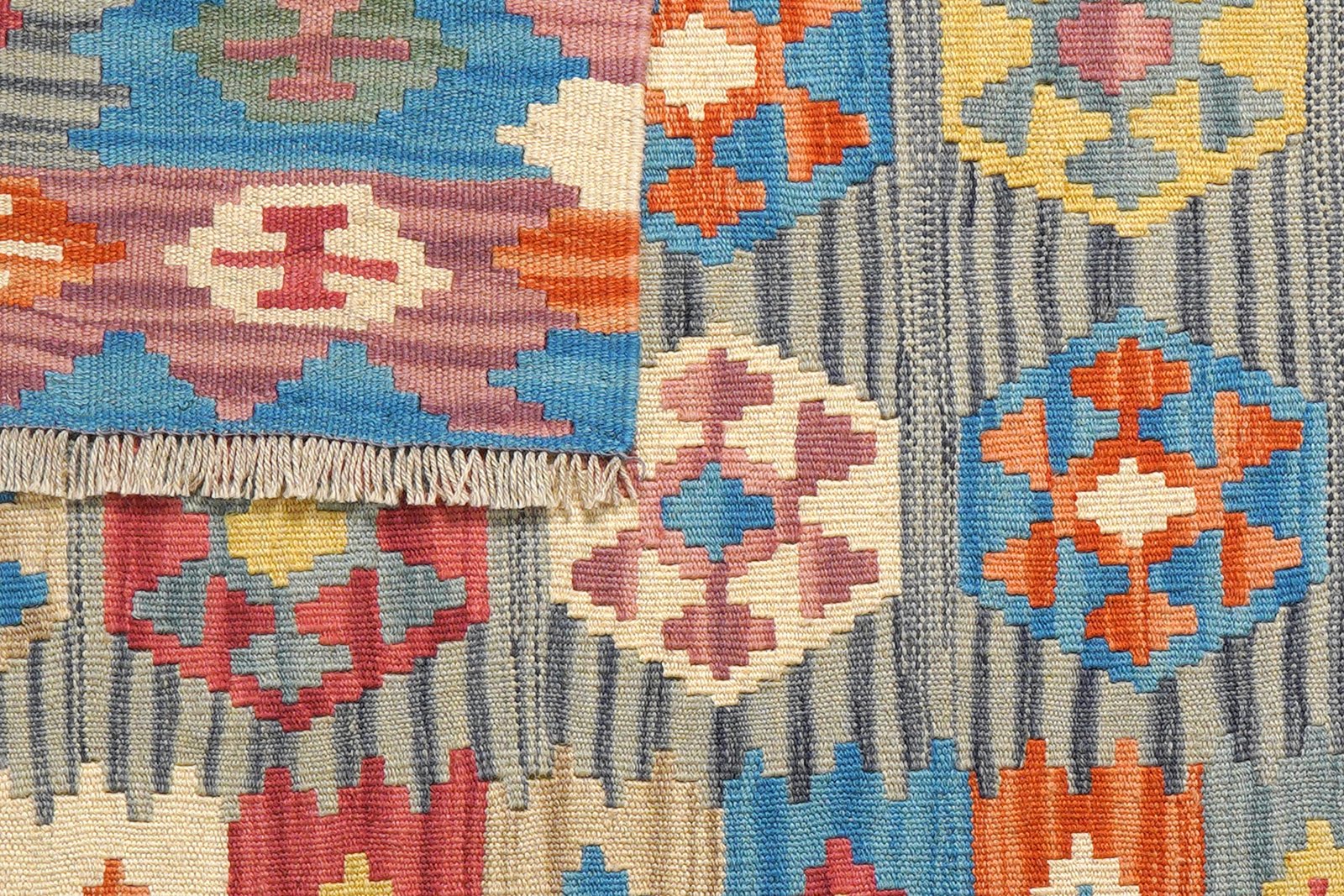 Kelim Gashgai — Handmade, 100x146 cm, Grey, 100% Virgin Wool | View 6
