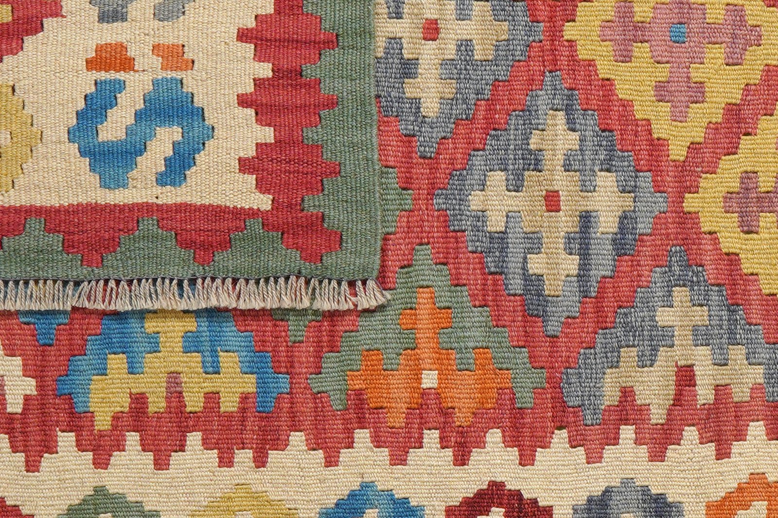 Kelim Gashgai — Handmade, 106x160 cm, Red, 100% Virgin Wool | View 6