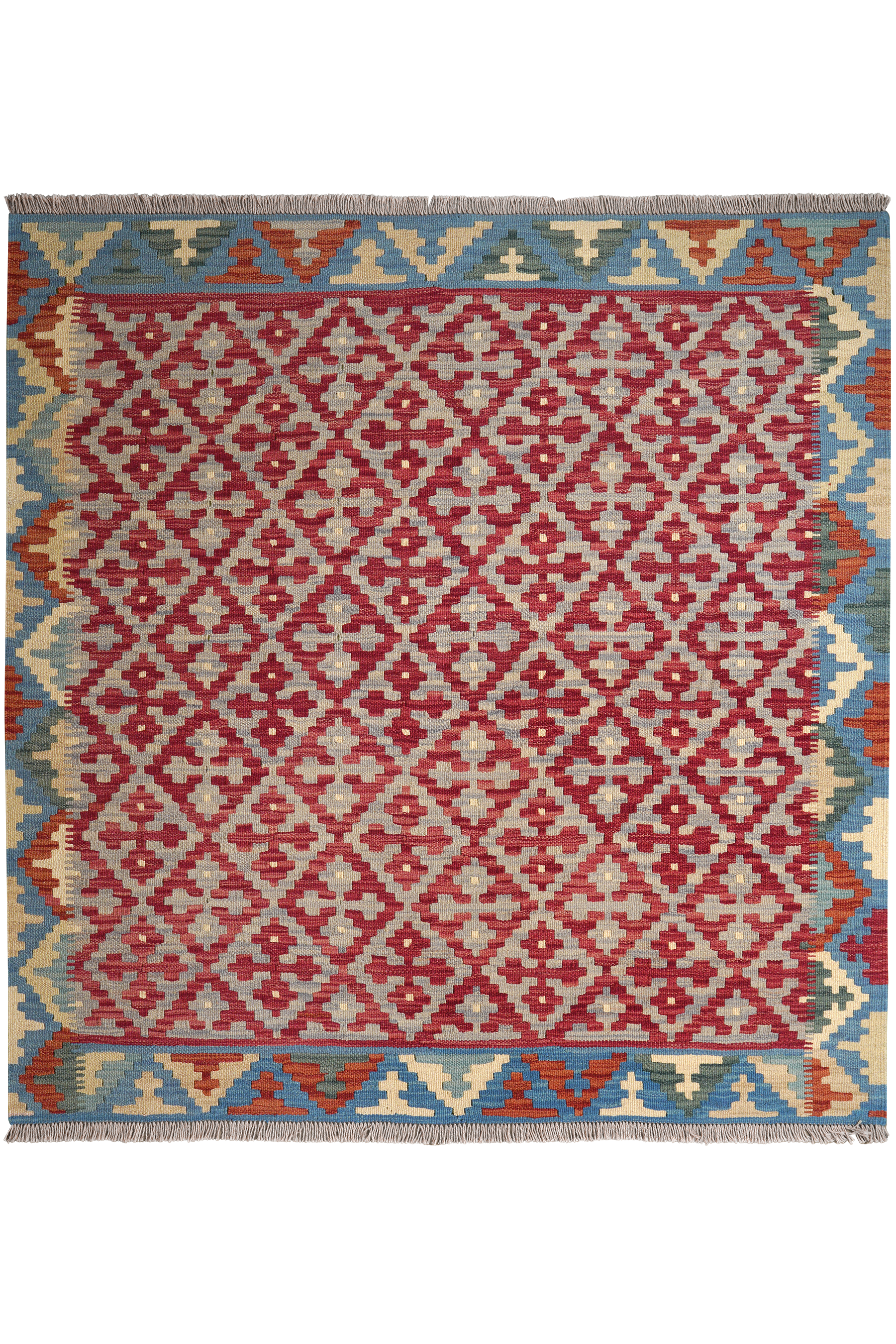 Kelim Gashgai — Handmade, 159x163 cm, Grey, 100% Virgin Wool | Main view