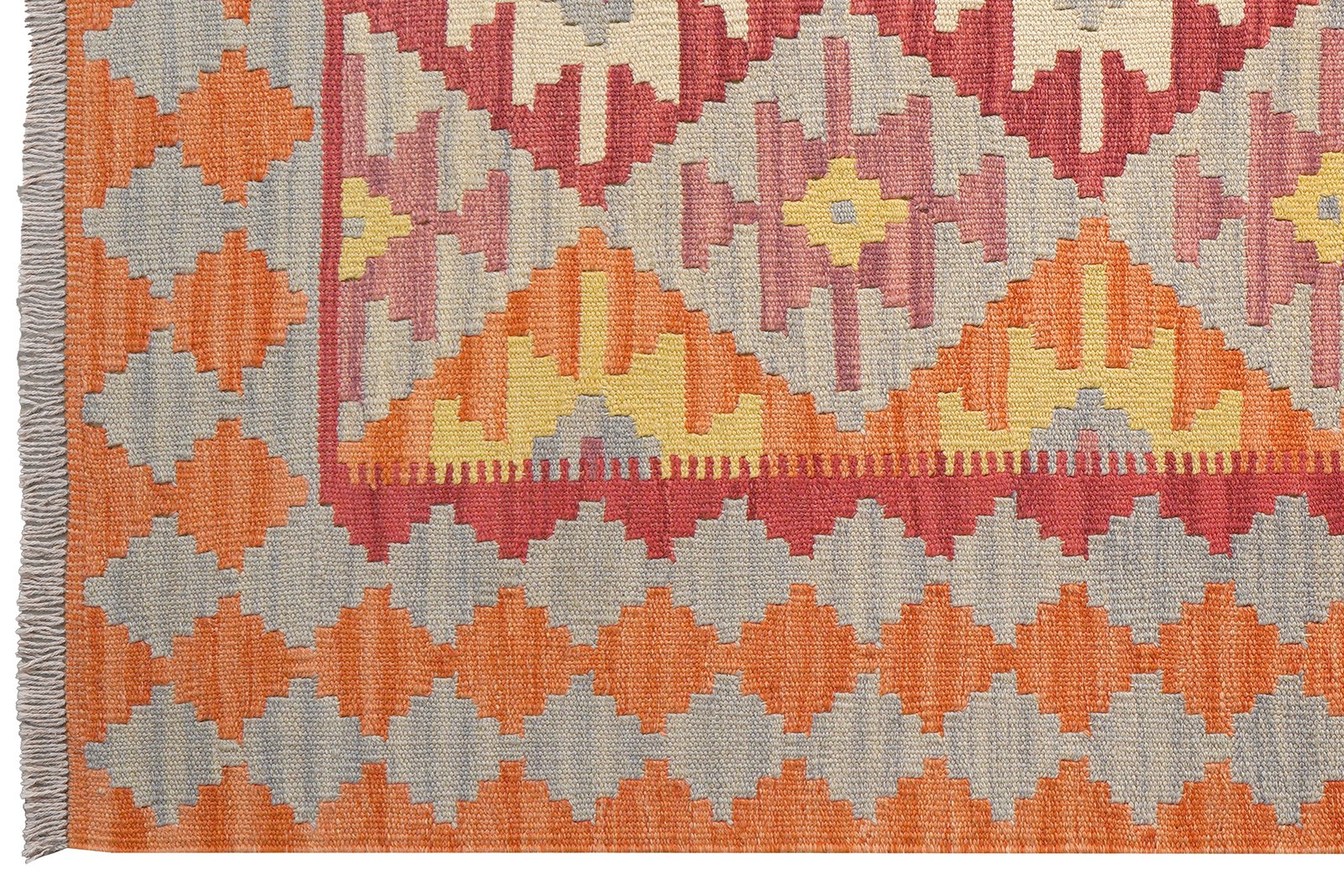Kelim Gashgai — Handmade, 129x182 cm, Orange, 100% Virgin Wool | View 3