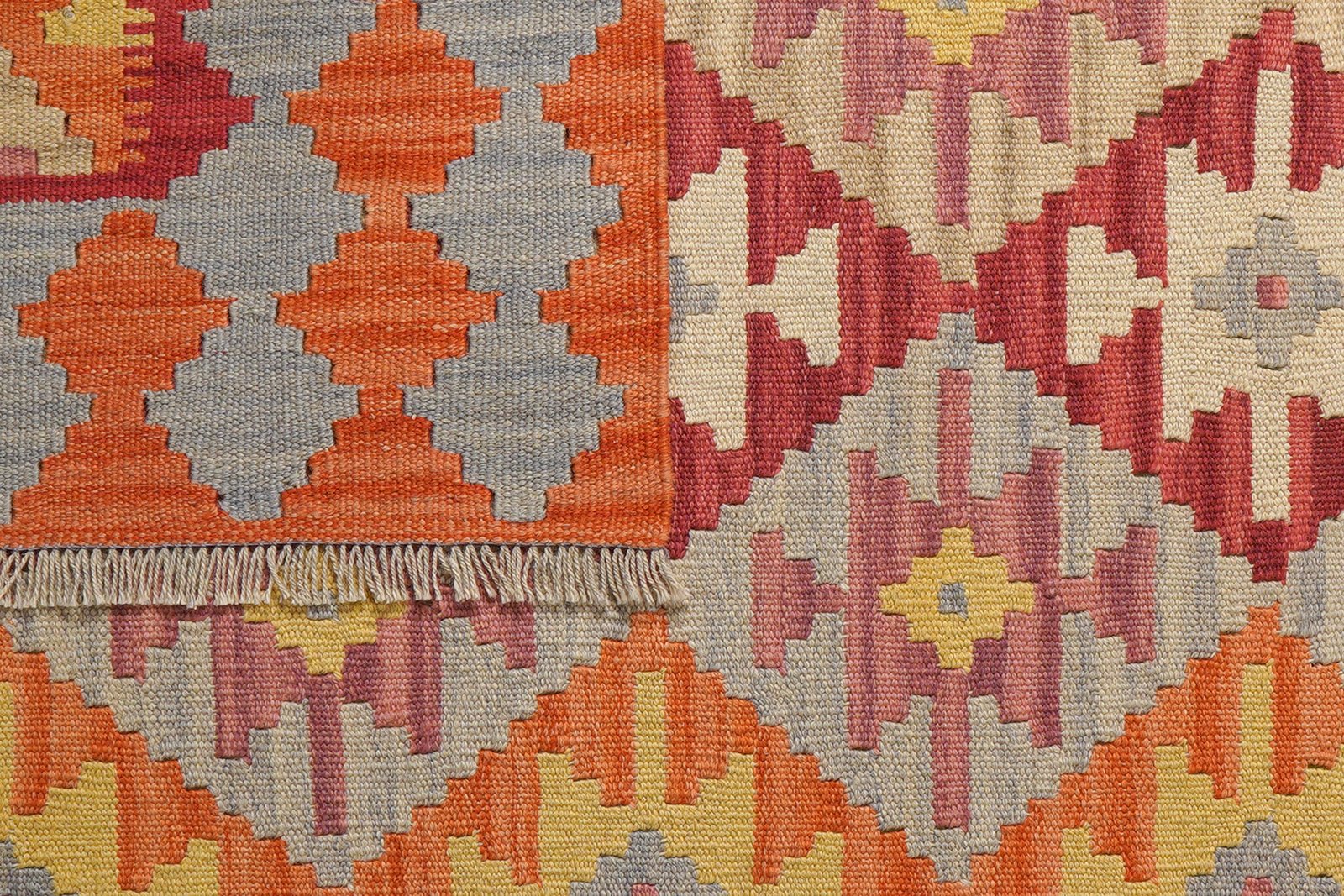 Kelim Gashgai — Handmade, 129x182 cm, Orange, 100% Virgin Wool | View 6