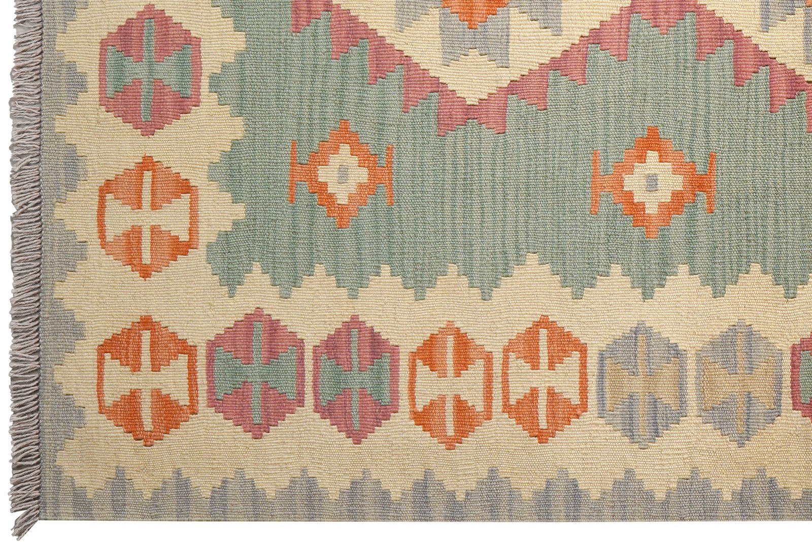 Kelim Gashgai — Handmade, 121x180 cm, Green, 100% Virgin Wool | View 3