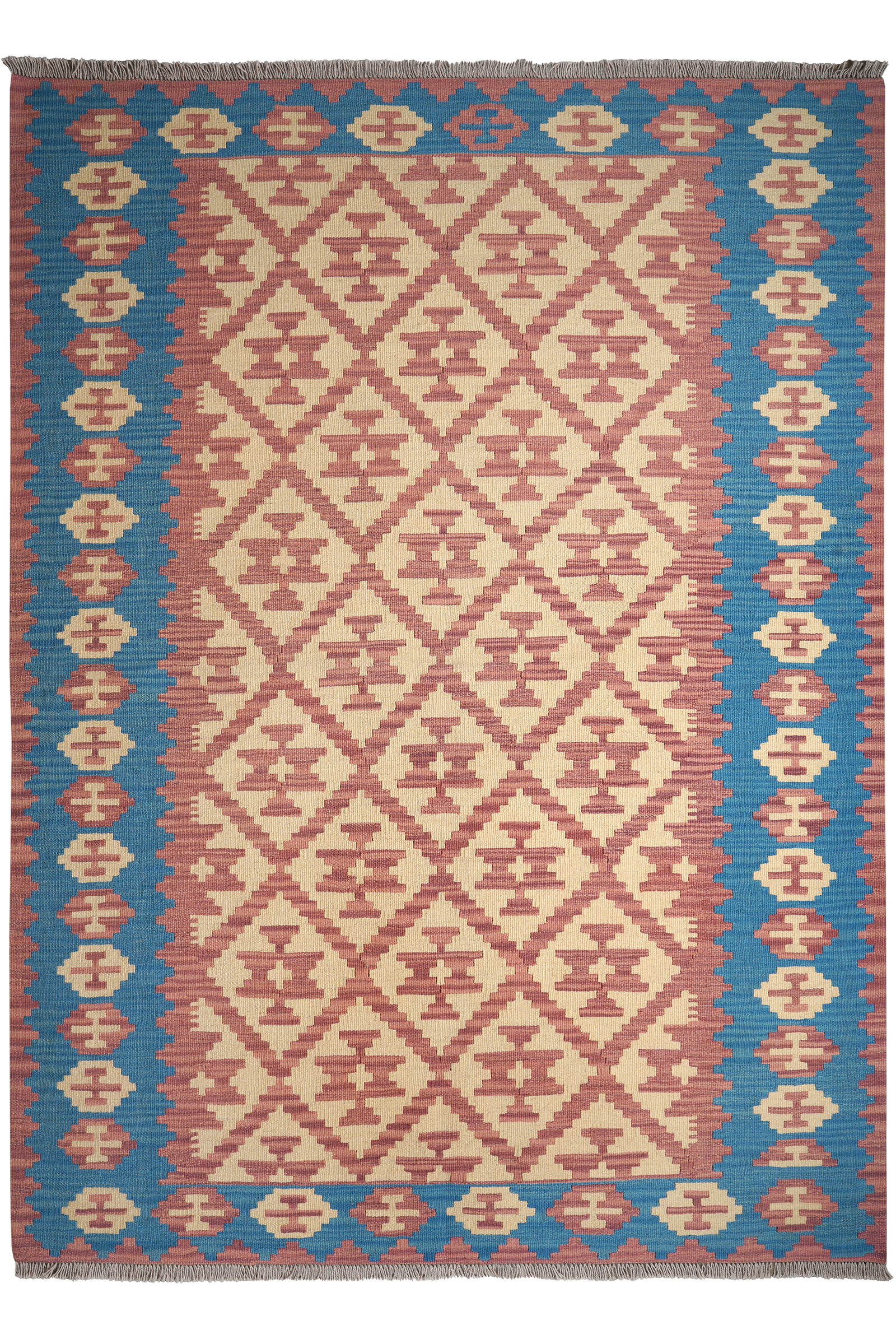 Kelim Gashgai — Handgefertigt, 236x170 cm, Blau, 100% Virgin Wool | Main view