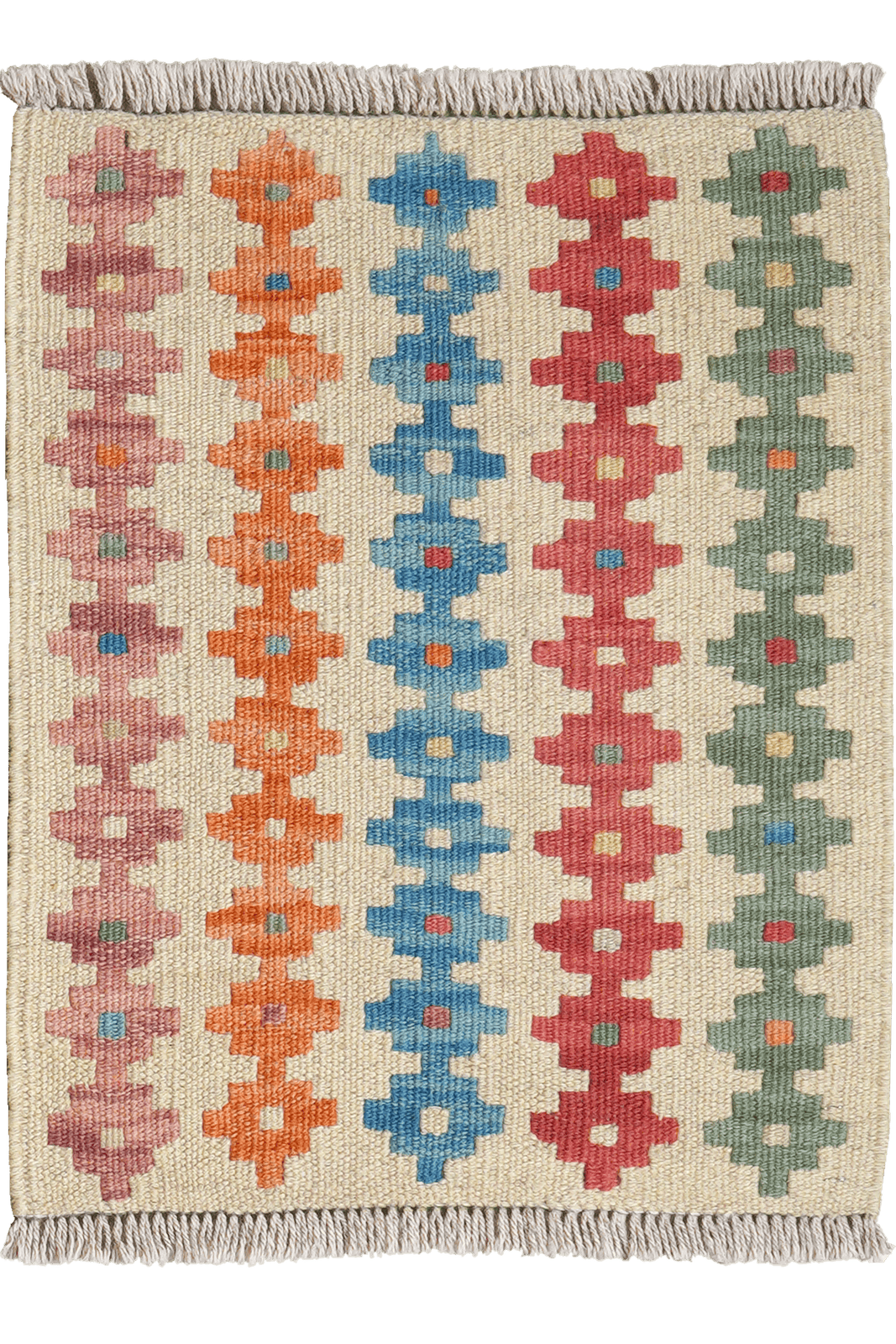 Kelim Gashgai — Handmade, 44x56 cm, Beige, 100% Virgin Wool | Main view