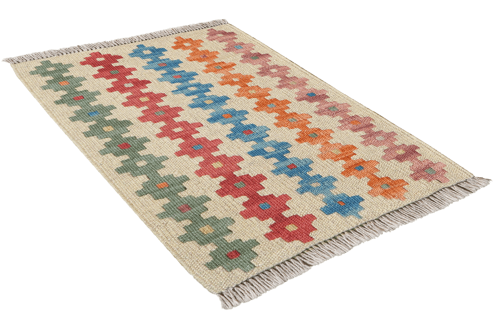 Kelim Gashgai — Handmade, 44x56 cm, Beige, 100% Virgin Wool | View 4