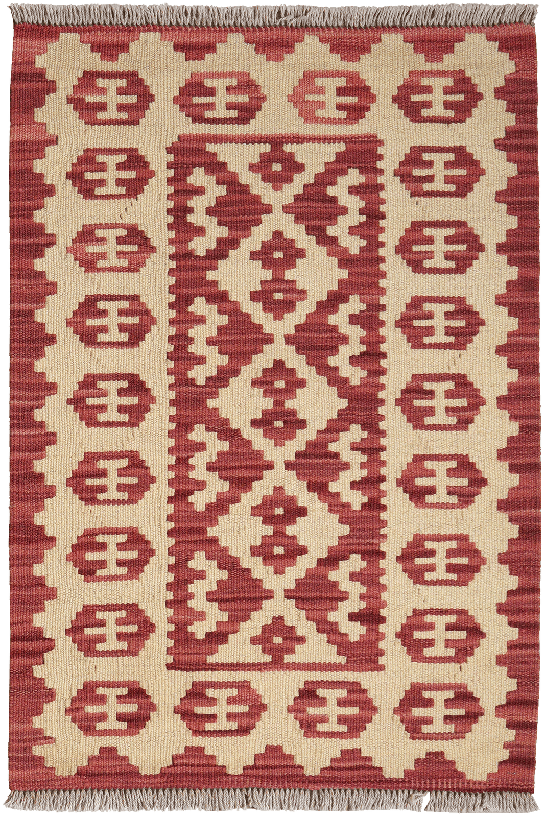 Kelim Gashgai — Handmade, 62x90 cm, Red, 100% Virgin Wool | Main view