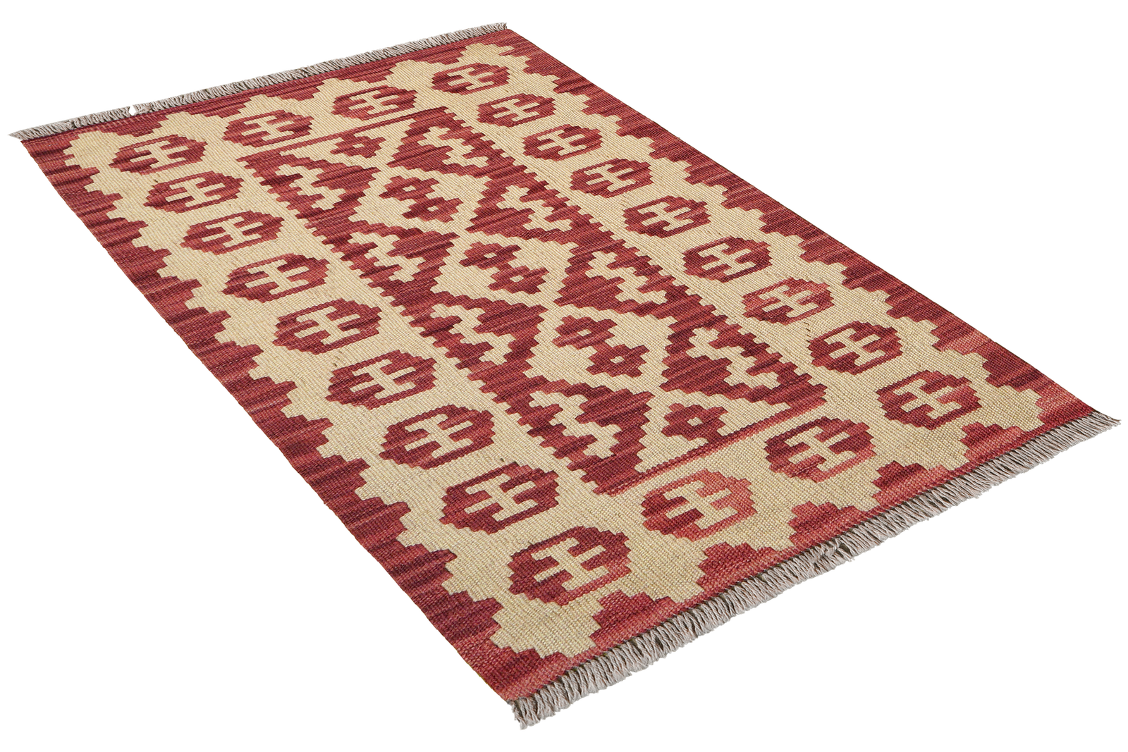 Kelim Gashgai — Handgefertigt, 90x62 cm, Beige, 100% Virgin Wool | View 5