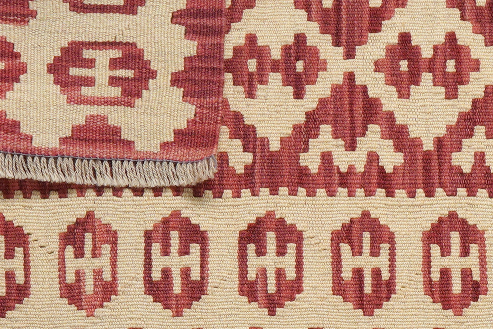 Kelim Gashgai — Handgefertigt, 90x62 cm, Beige, 100% Virgin Wool | View 7